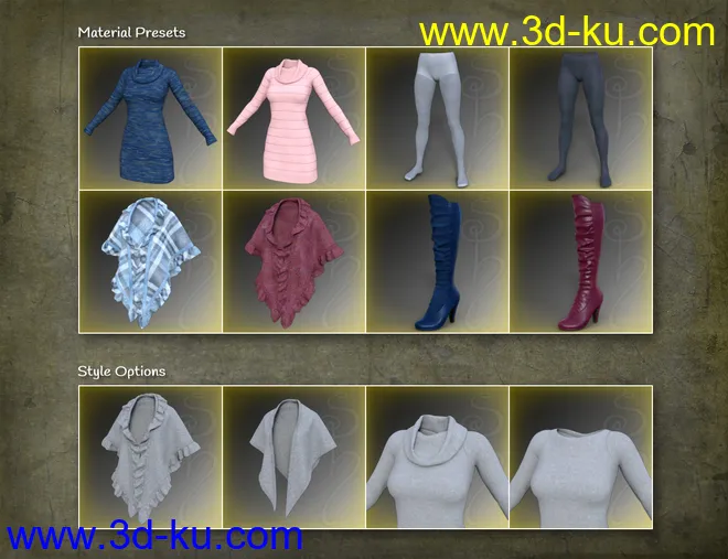 dForce Collection 02 - Winter Dress & Cape for Genesis 8 Female(s)模型的图片12