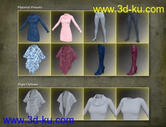 3D打印模型dForce Collection 02 - Winter Dress & Cape for Genesis 8 Female(s)的图片