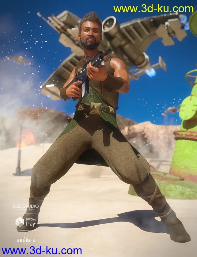 dForce Desert Raider Outfit for Genesis 8 Male(s)模型的图片1