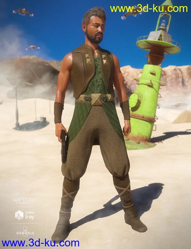 dForce Desert Raider Outfit for Genesis 8 Male(s)模型的图片2