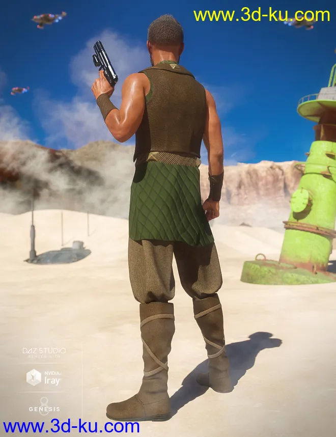 dForce Desert Raider Outfit for Genesis 8 Male(s)模型的图片3