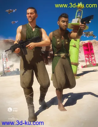 3D打印模型dForce Desert Raider Outfit for Genesis 8 Male(s)的图片