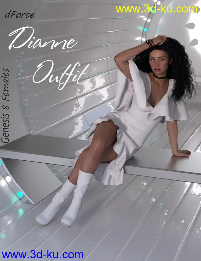 dForce Dianne Outfit for Genesis 8 Female(s)模型的图片1