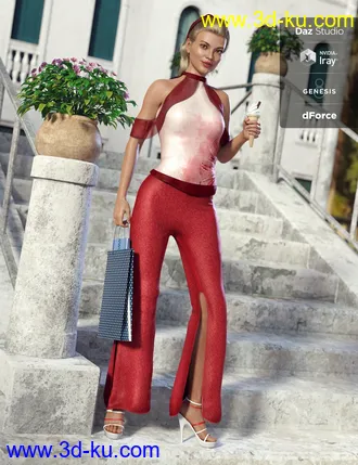 3D打印模型dForce Draped Pants Ensamble for Genesis 8 Female(s)的图片