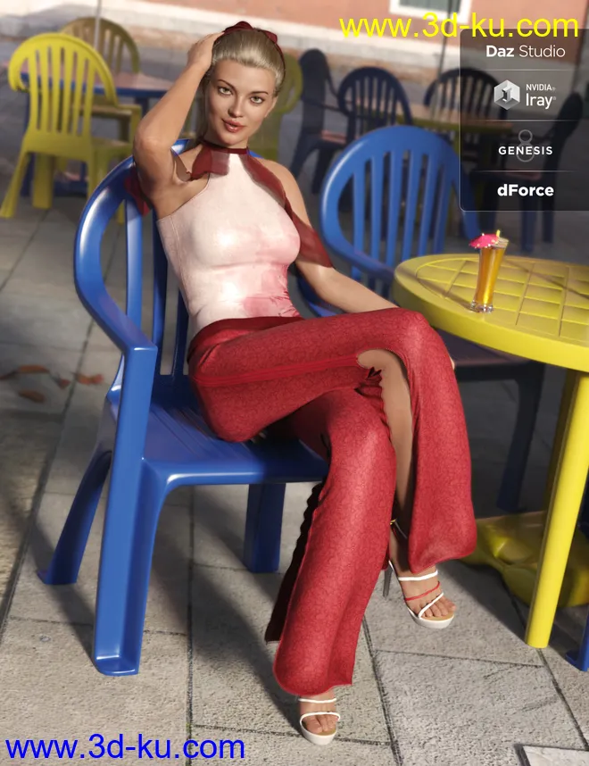 dForce Draped Pants Ensamble for Genesis 8 Female(s)模型的图片4