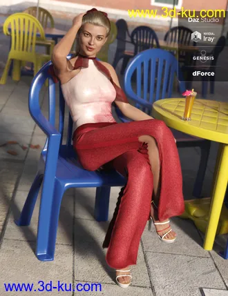 3D打印模型dForce Draped Pants Ensamble for Genesis 8 Female(s)的图片