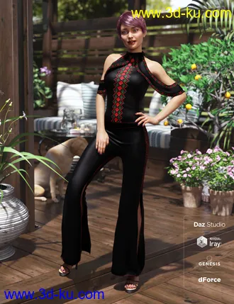 3D打印模型dForce Draped Pants Ensamble Textures的图片
