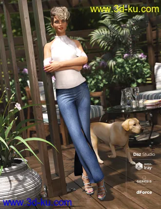 3D打印模型dForce Draped Pants Ensamble Textures的图片