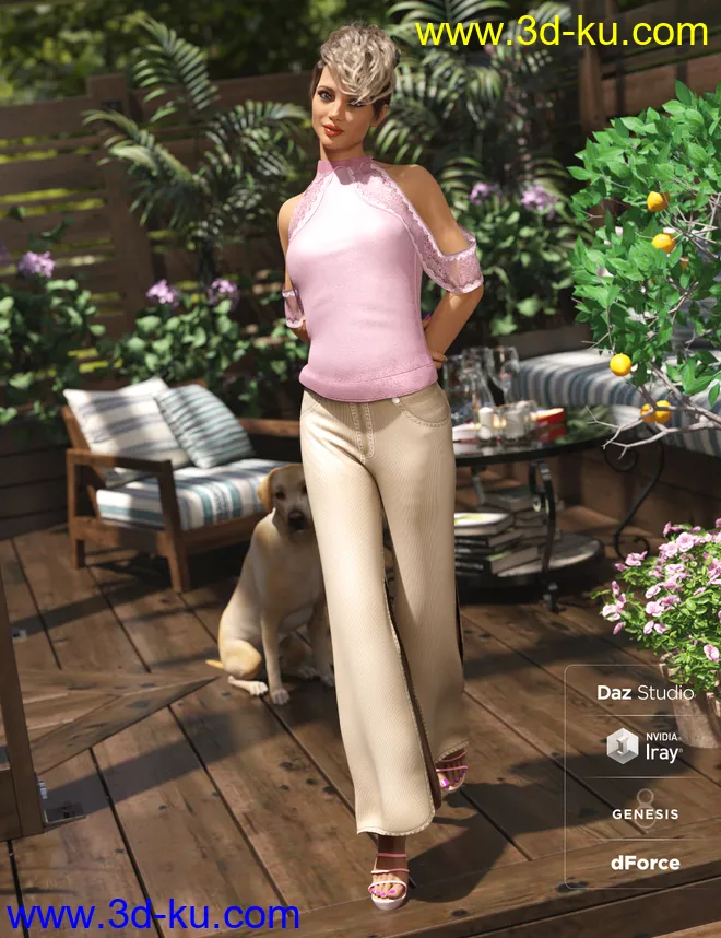 dForce Draped Pants Ensamble Textures模型的图片5