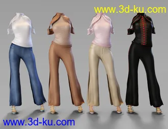 3D打印模型dForce Draped Pants Ensamble Textures的图片
