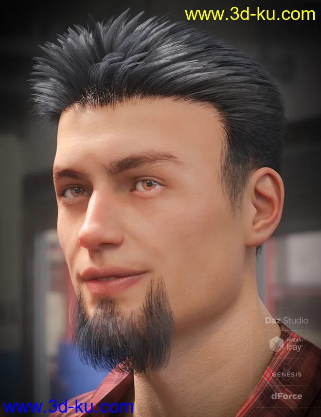 dForce Eddie Hair and Goatee for Genesis 8 Male(s)模型的图片1