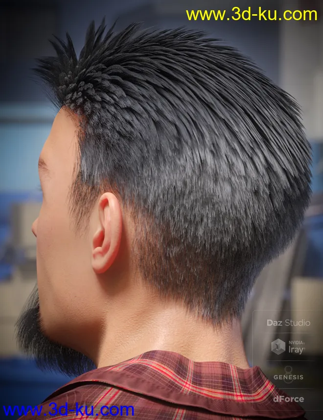 dForce Eddie Hair and Goatee for Genesis 8 Male(s)模型的图片3