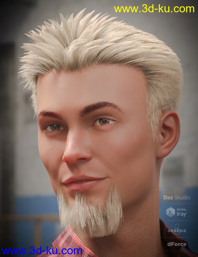 dForce Eddie Hair and Goatee for Genesis 8 Male(s)模型的图片5
