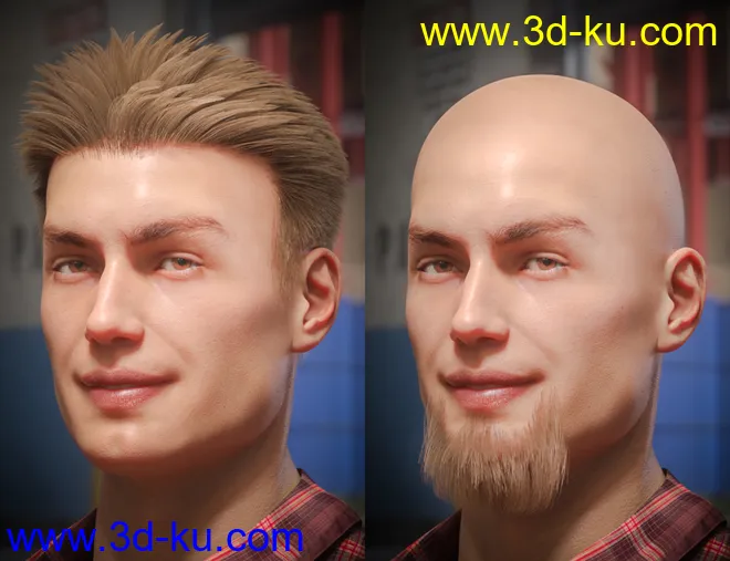 dForce Eddie Hair and Goatee for Genesis 8 Male(s)模型的图片7