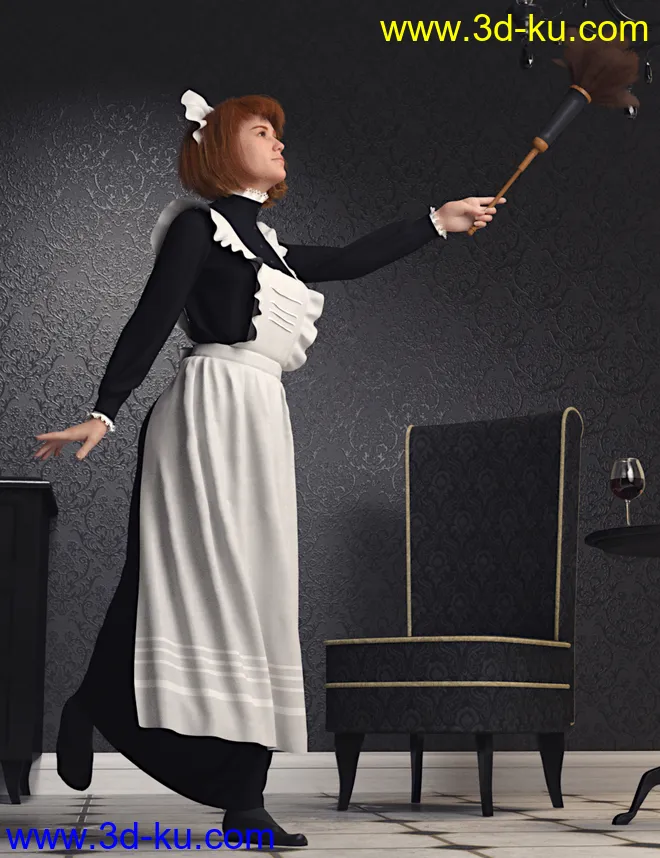 dForce Edwardian Maid Uniform for Genesis 8 Female(s)模型的图片2