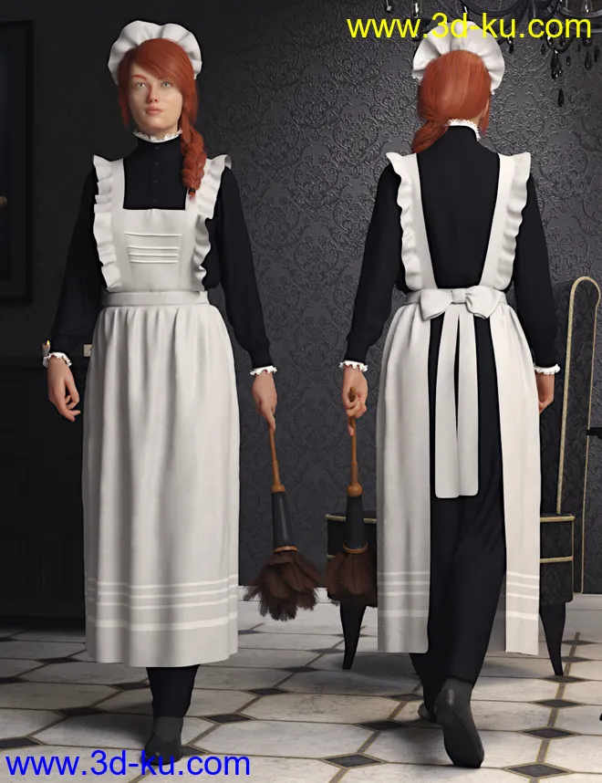 dForce Edwardian Maid Uniform for Genesis 8 Female(s)模型的图片4