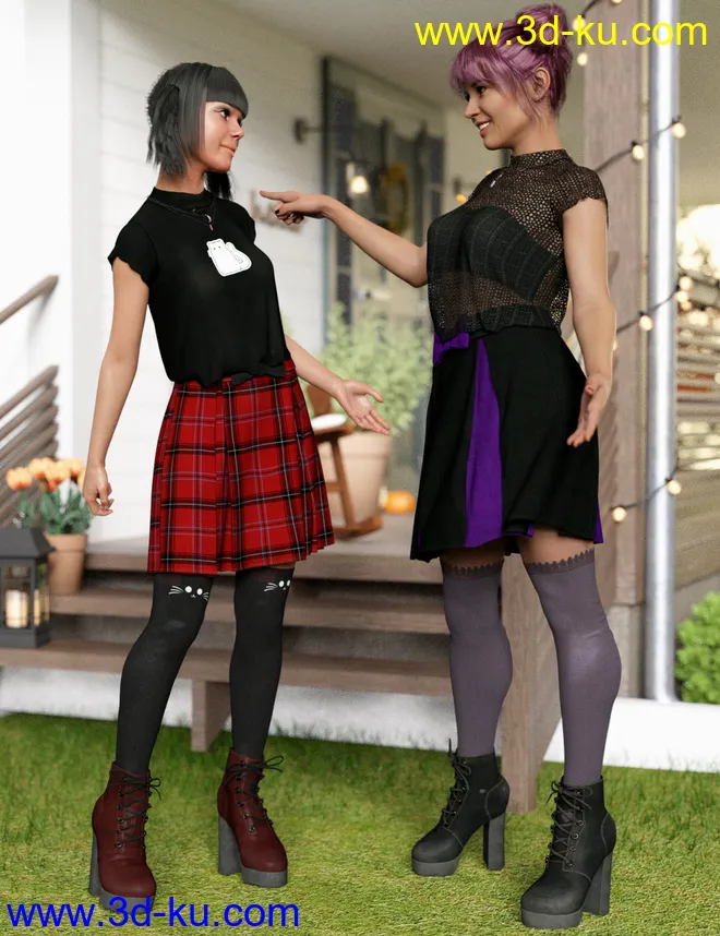 dForce Emo Style Outfit Textures模型的图片1