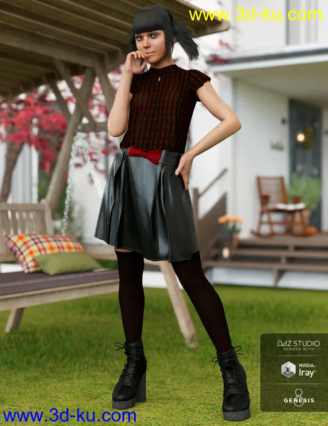 dForce Emo Style Outfit Textures模型的图片5