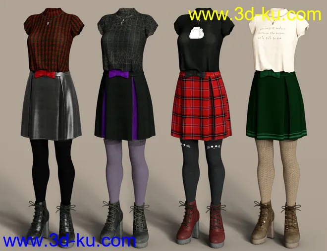 dForce Emo Style Outfit Textures模型的图片6