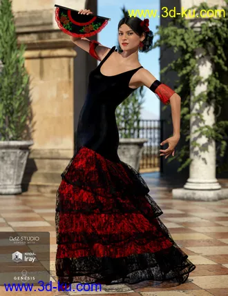3D打印模型dForce Flamenco Dancer Outfit for Genesis 8 Female(s)的图片