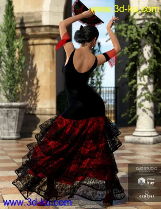 3D打印模型dForce Flamenco Dancer Outfit for Genesis 8 Female(s)的图片
