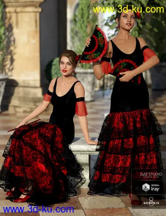 3D打印模型dForce Flamenco Dancer Outfit for Genesis 8 Female(s)的图片