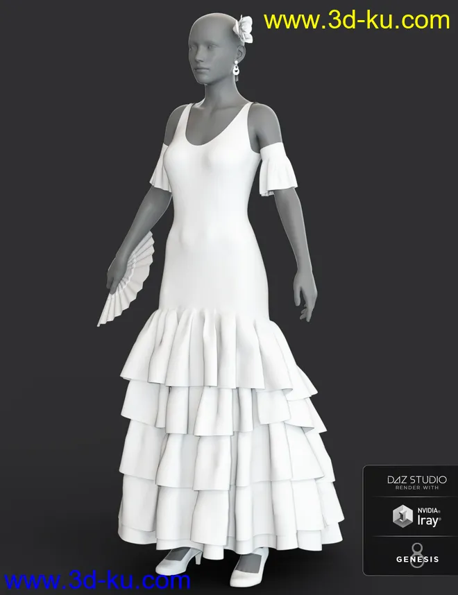 dForce Flamenco Dancer Outfit for Genesis 8 Female(s)模型的图片5