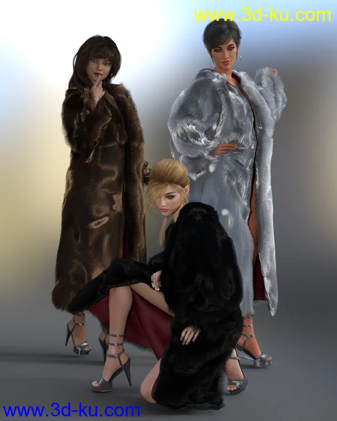 dForce Fur Coat for Genesis 8 Female模型的图片1