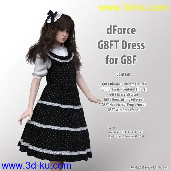 dForce G8FT Dress for G8F模型的图片1