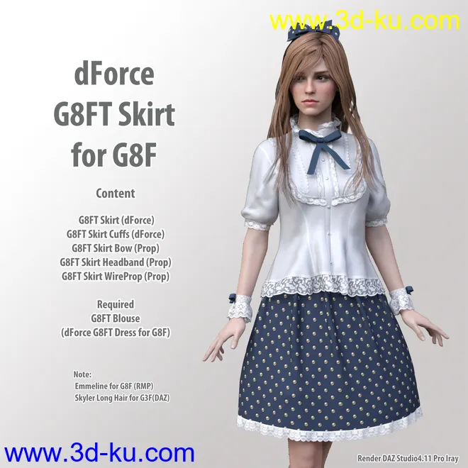 dForce G8FT Skirt for G8F模型的图片1