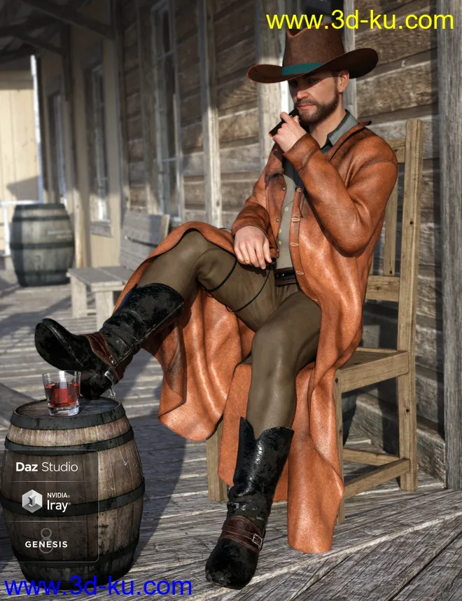 dForce Gunslinger Outfit Textures模型的图片2