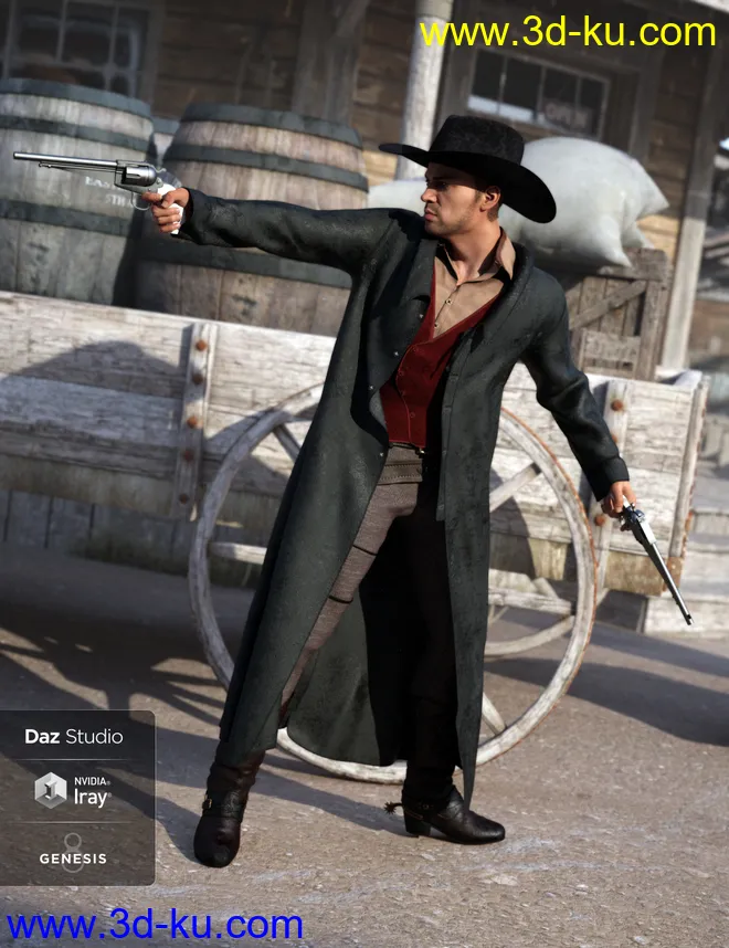 dForce Gunslinger Outfit Textures模型的图片5