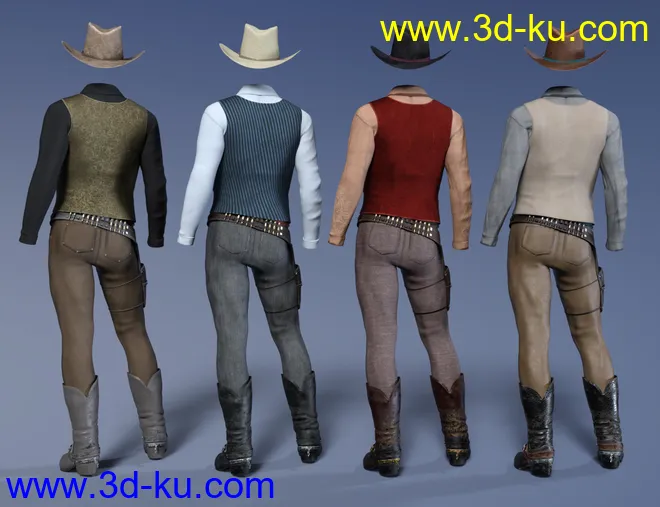 dForce Gunslinger Outfit Textures模型的图片9