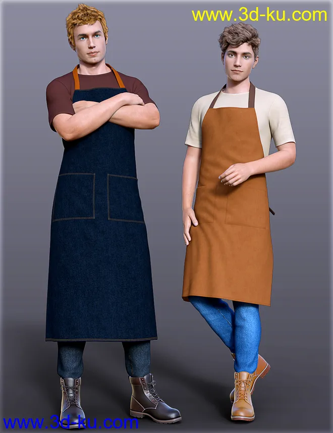 dForce H&C Apron and Casual Outfit for Genesis 8 Male(s)模型的图片1