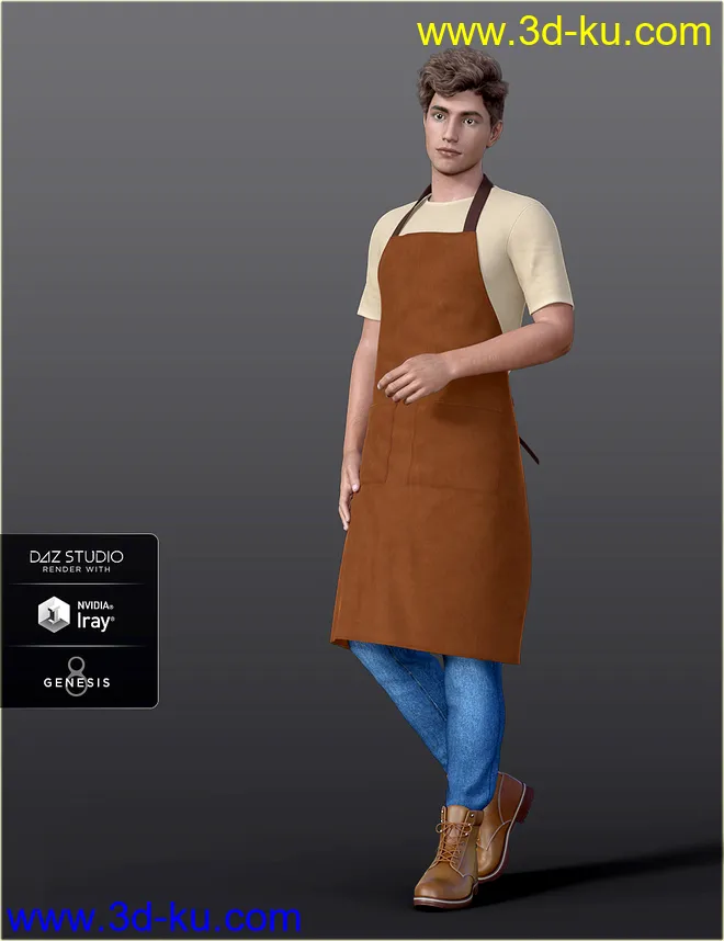 dForce H&C Apron and Casual Outfit for Genesis 8 Male(s)模型的图片2