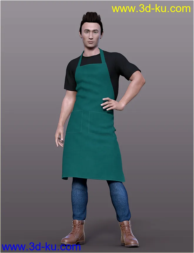 dForce H&C Apron and Casual Outfit for Genesis 8 Male(s)模型的图片3