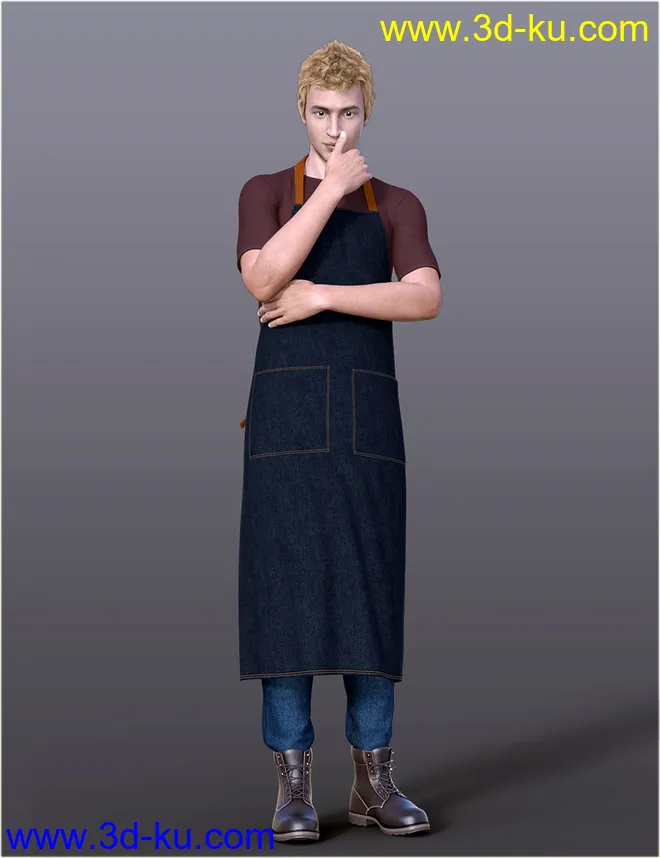 dForce H&C Apron and Casual Outfit for Genesis 8 Male(s)模型的图片4