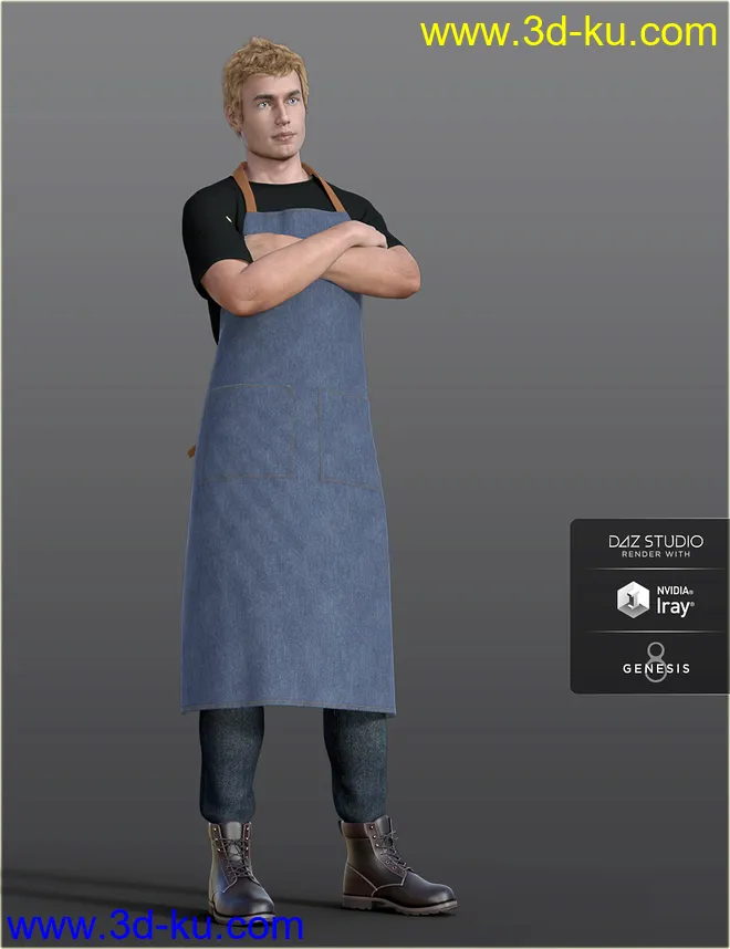 dForce H&C Apron and Casual Outfit for Genesis 8 Male(s)模型的图片5