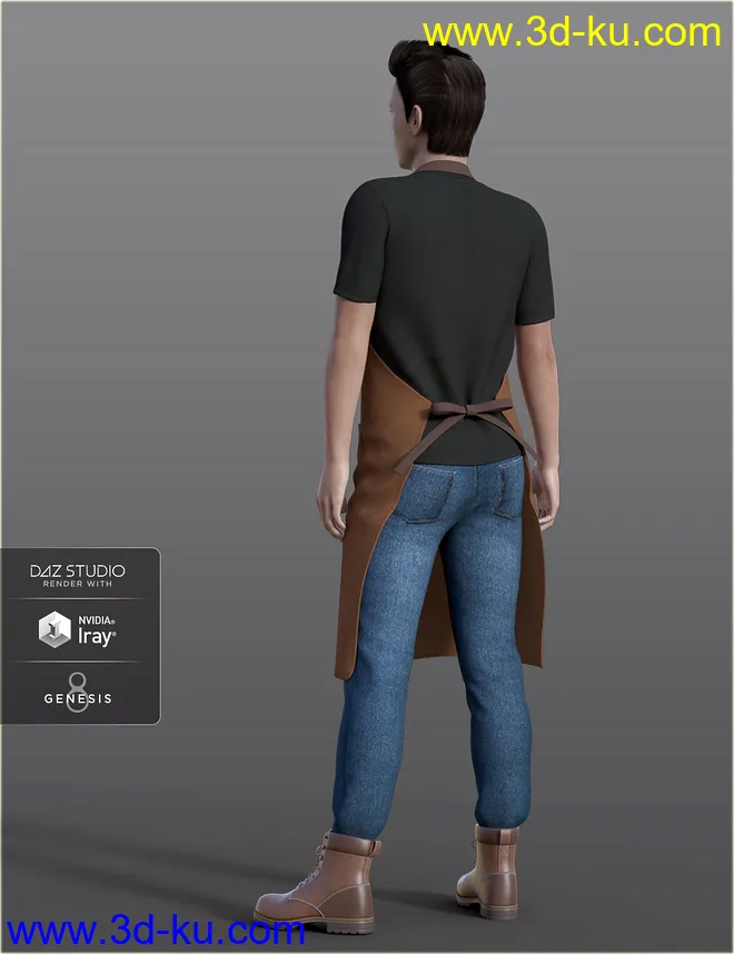 dForce H&C Apron and Casual Outfit for Genesis 8 Male(s)模型的图片8