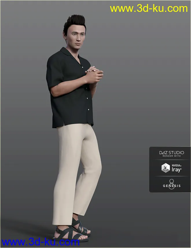 dForce H&C Hawaiian Shirts Outfit for Genesis 8 Male(s)模型的图片6