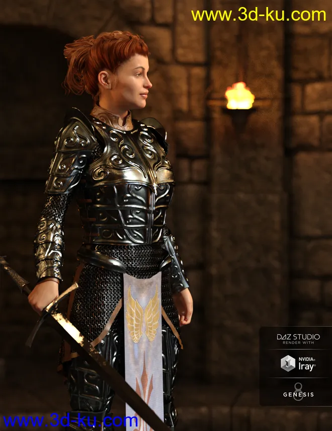 dForce High Paladin for Genesis 8 Female(s)模型的图片3