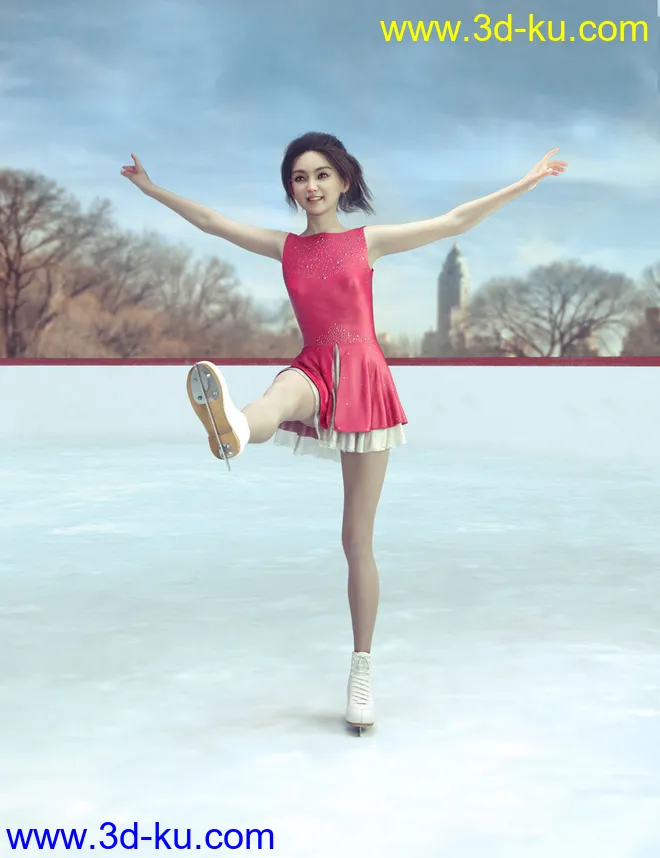 dForce Ice Skating Princess Outfit and Rink for Genesis 8 Female(s)模型的图片3