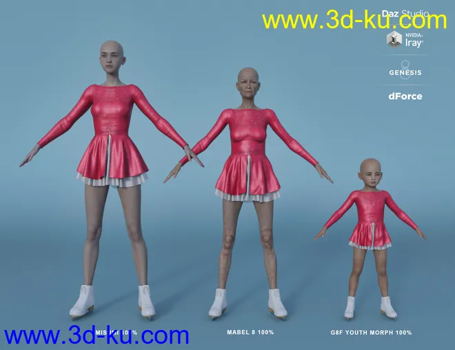 dForce Ice Skating Princess Outfit and Rink for Genesis 8 Female(s)模型的图片8