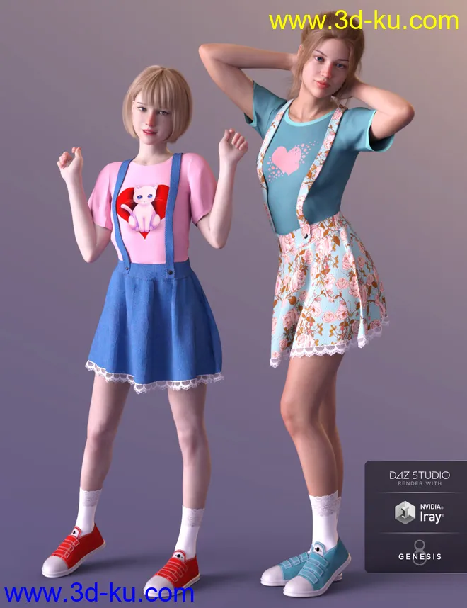 dForce Kawaii Overalls for Genesis 8 Female(s)模型的图片1
