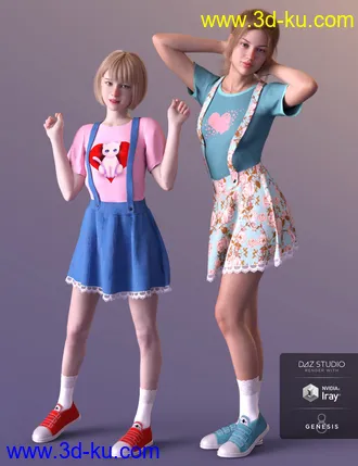 3D打印模型dForce Kawaii Overalls for Genesis 8 Female(s)的图片