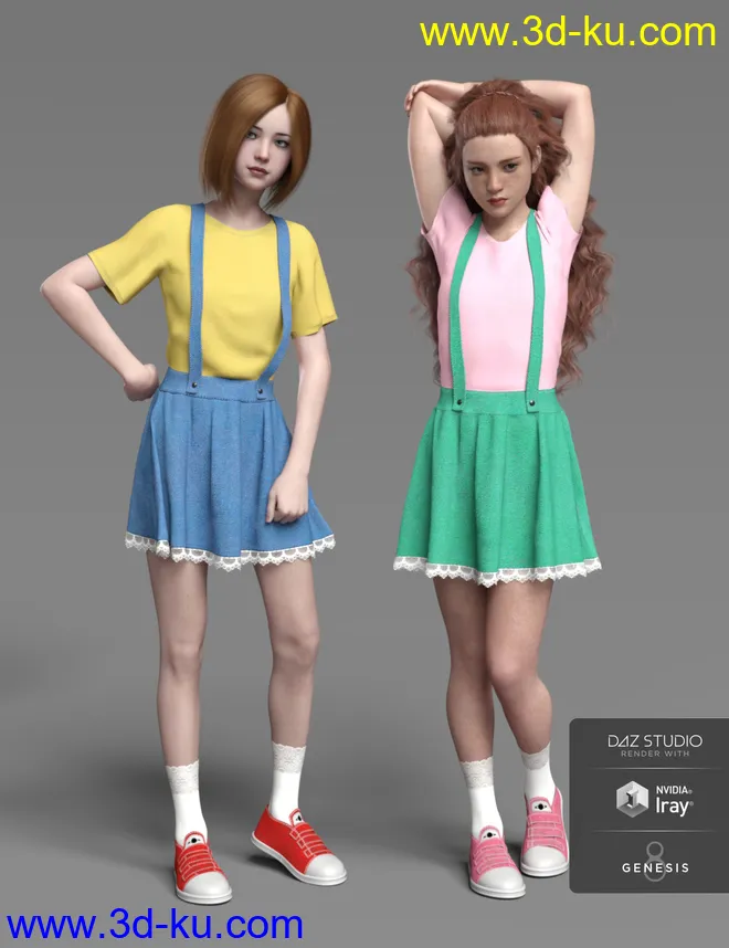 dForce Kawaii Overalls for Genesis 8 Female(s)模型的图片5