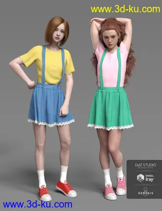 3D打印模型dForce Kawaii Overalls for Genesis 8 Female(s)的图片