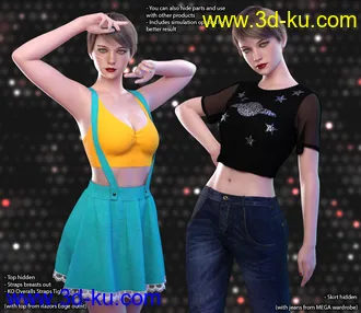 3D打印模型dForce Kawaii Overalls for Genesis 8 Female(s)的图片