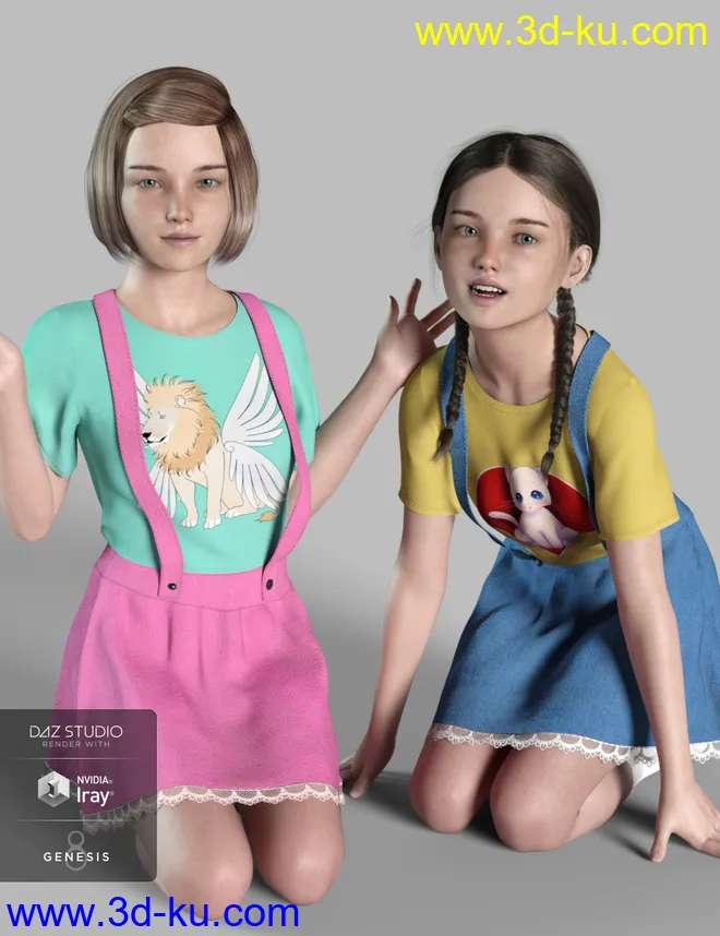 dForce Kawaii Overalls for Genesis 8 Female(s)模型的图片8