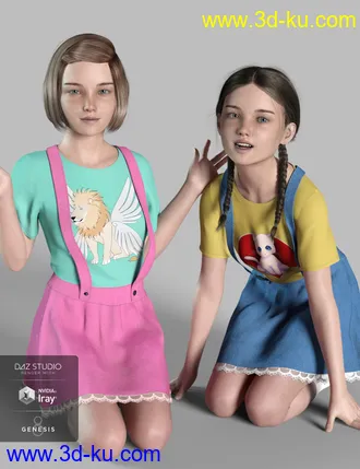 3D打印模型dForce Kawaii Overalls for Genesis 8 Female(s)的图片